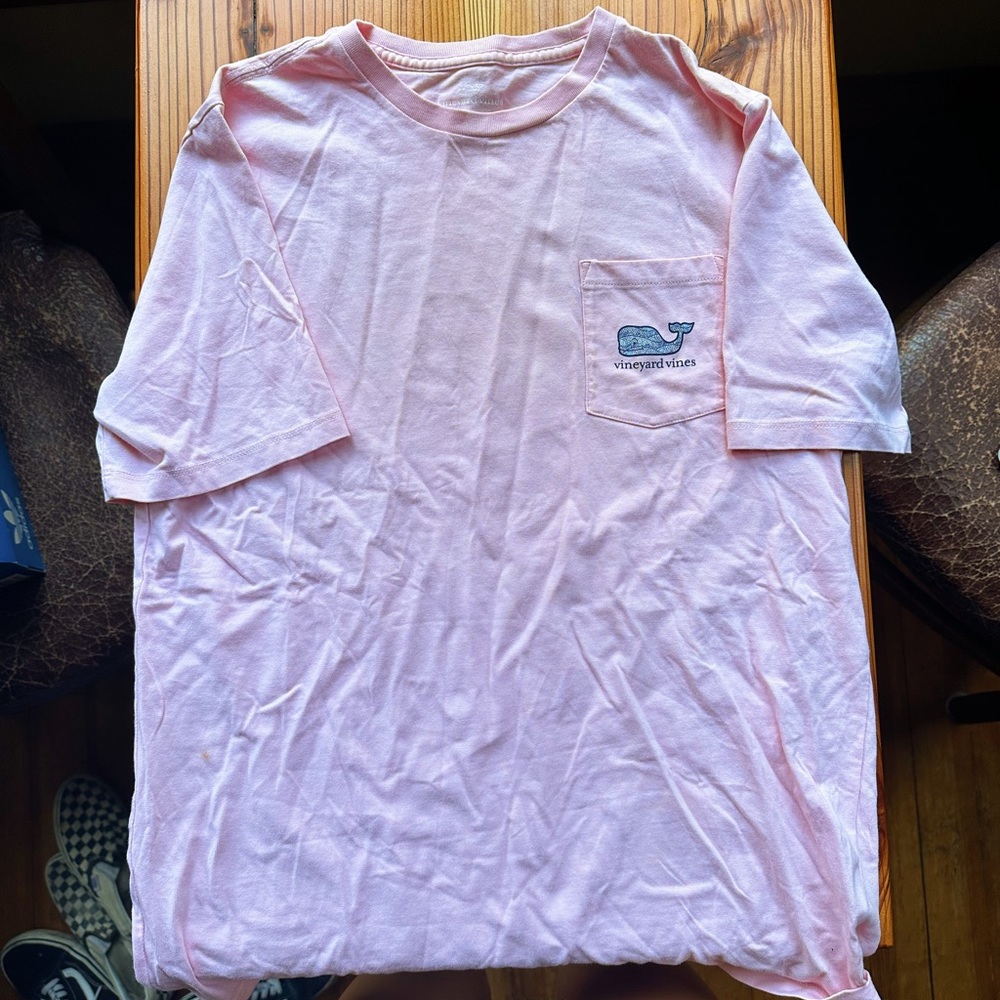 Vineyard Vines Pink Tshirt with Blue lettering